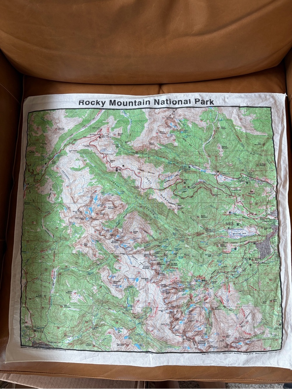 Vintage 1996 Rocky Mountain National Park Topographic Map Bandana
